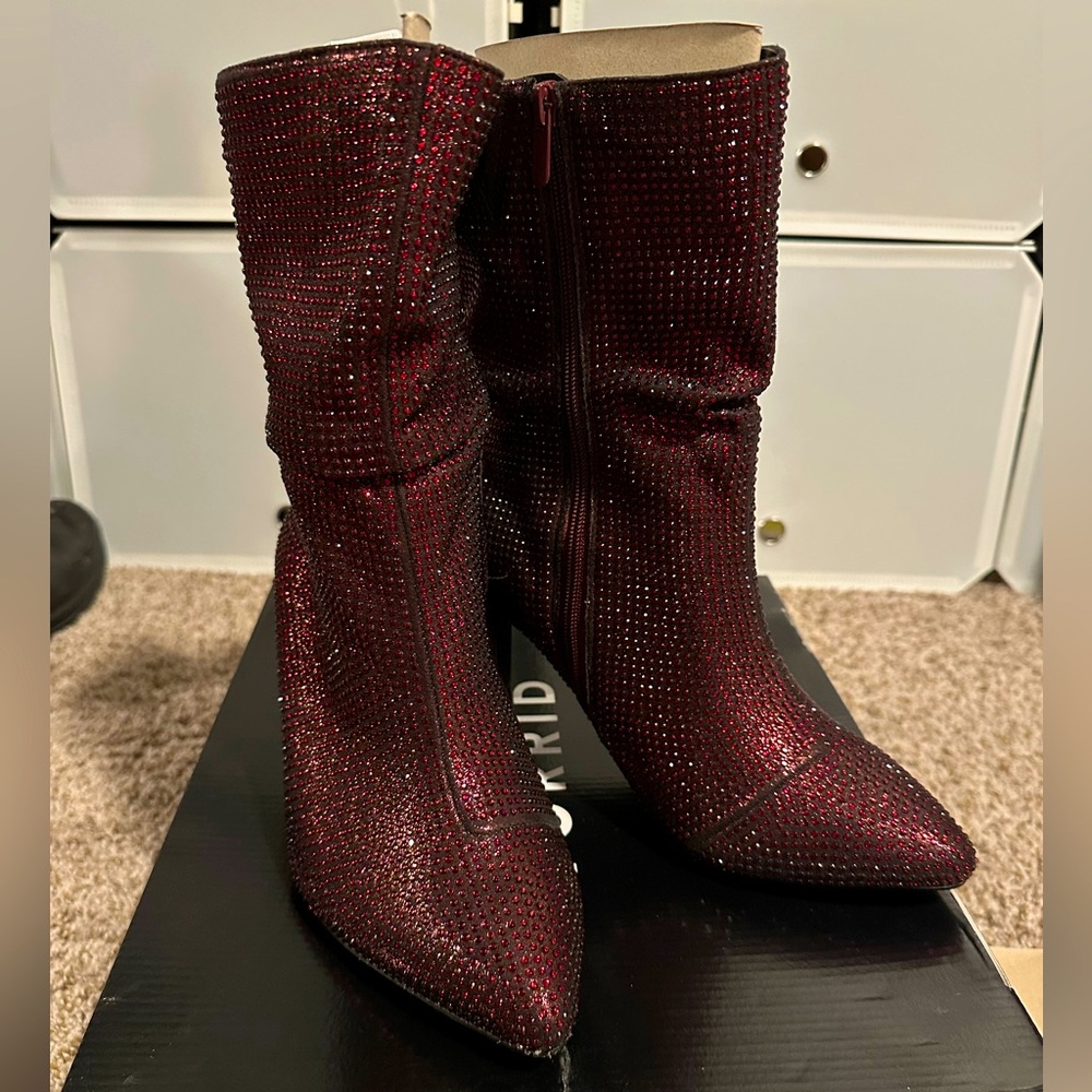 Torrid Burgundy Rhinestone Slouch Boots